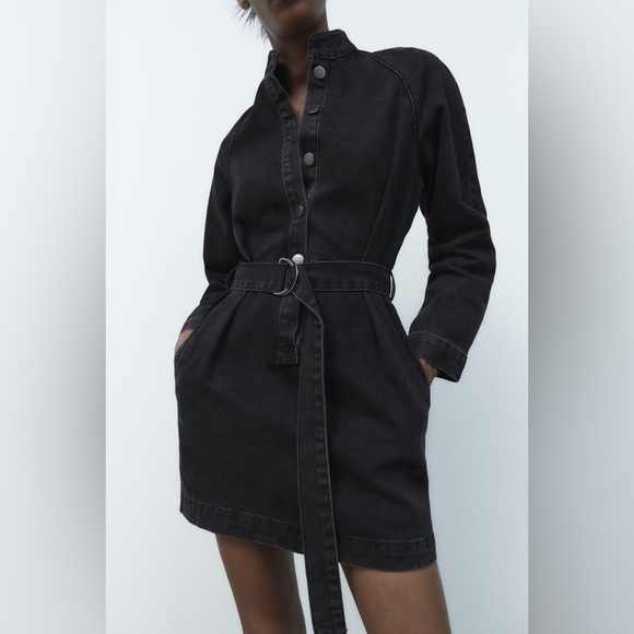 ZARA DENIM DRESS WITH BELT - Picture 2 of 5